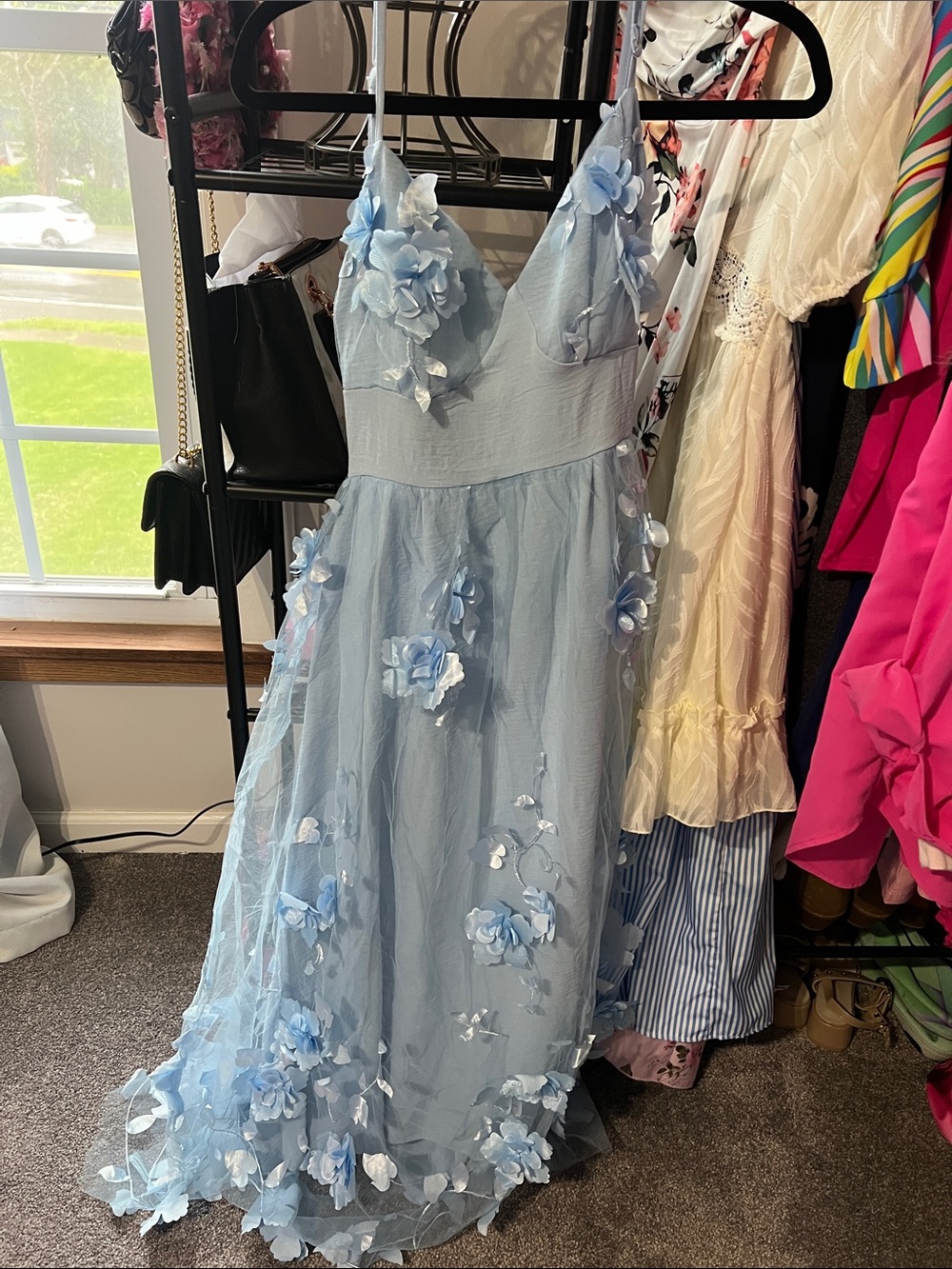 Light Blue Floral Appliqué woman’s ' Dress